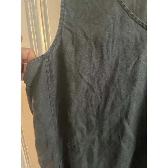 J. Jill pure jill linen asymmetric sleeveless  black midi dress size large