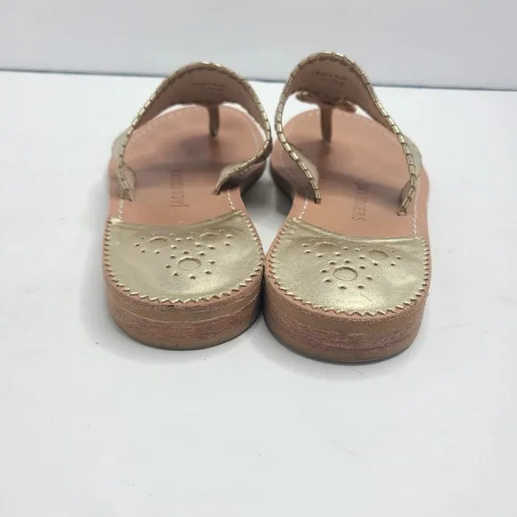 Jack Rogers Hamptons Gold Thong Flat‎ Sandals Shoes Size 7W