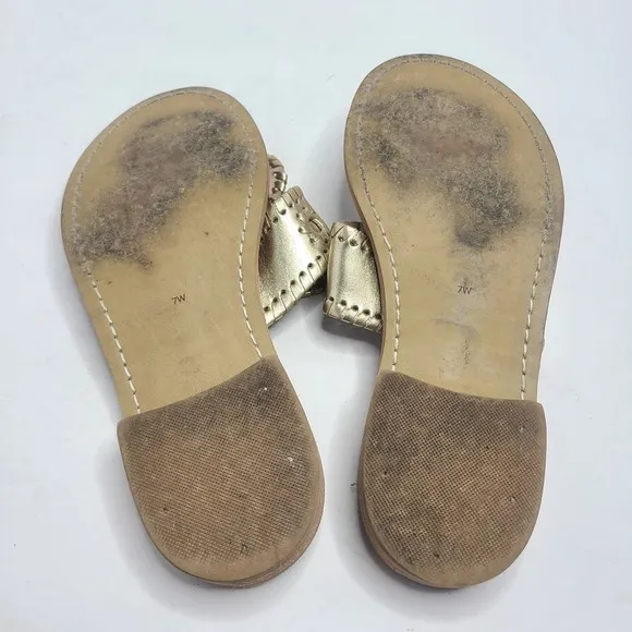 Jack Rogers Hamptons Gold Thong Flat‎ Sandals Shoes Size 7W