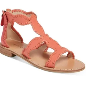 Jack Rogers Jackie Leather Whipstitch Gladiator Sandals Shoes Coral Size 8M NEW