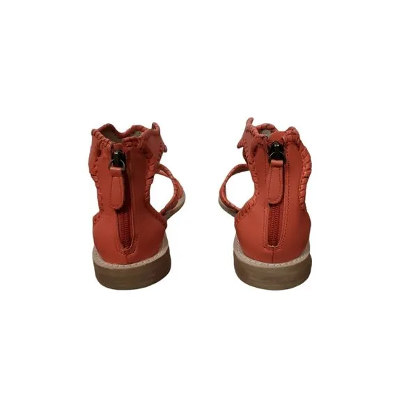 Jack Rogers Jackie Leather Whipstitch Gladiator Sandals Shoes Coral Size 8M NEW