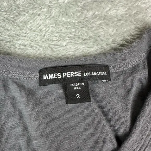James Perse Size 2 Womens Charcoal Gray Stretch Knit Short Sleeve T-Shirt Dress