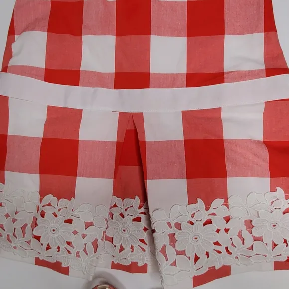 Janie &amp; Jack Red and White Gingham Check Dress with Lace &amp; Sandals