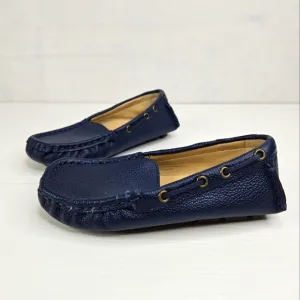 Janie And Jack Boy Connor Navy Leather New Driving Shoes Dress Kid Size 10