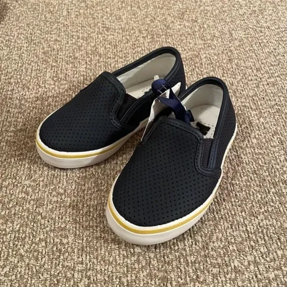 Janie and Jack Navy Blue Leather Perforated Slip On Sneakers Size 6