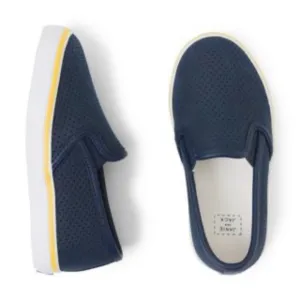 Janie and Jack Navy Blue Leather Perforated Slip On Sneakers Size 6