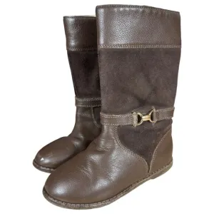 Janie and Jack Wedgewood Brown Suede Leather Harness Riding Boots Girl's Size 10