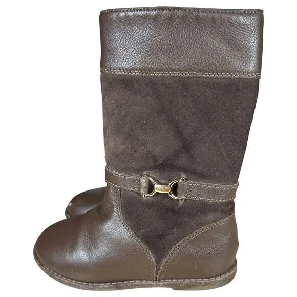 Janie and Jack Wedgewood Brown Suede Leather Harness Riding Boots Girl's Size 10