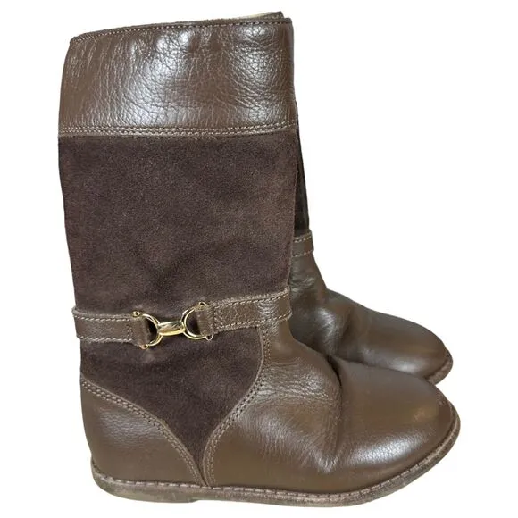 Janie and Jack Wedgewood Brown Suede Leather Harness Riding Boots Girl's Size 10