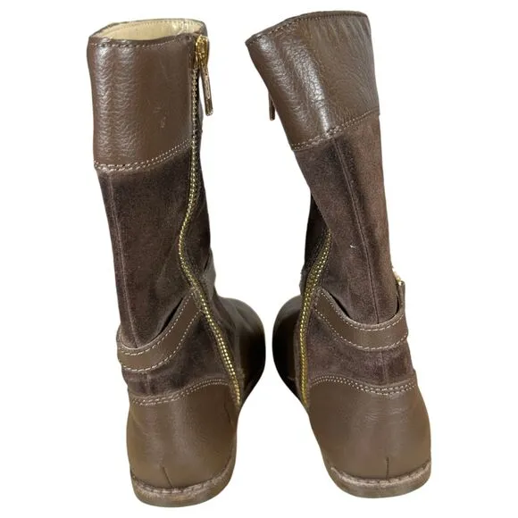 Janie and Jack Wedgewood Brown Suede Leather Harness Riding Boots Girl's Size 10