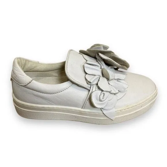 JARRETT Girls Leather Flower White Slip On Sneakers US 11 EU 28 Made In Italy