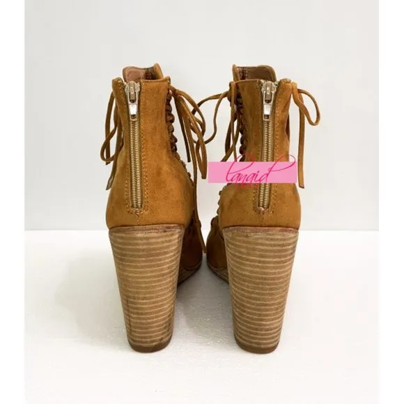 Jeffrey Campbell Batavia Wedge Boots Corset Cutouts Lace-Up Sandal Ankle Booties
