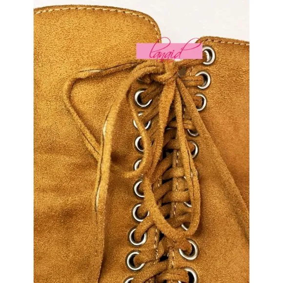 Jeffrey Campbell Batavia Wedge Boots Corset Cutouts Lace-Up Sandal Ankle Booties