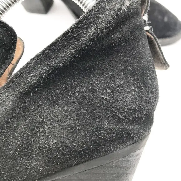 JEFFREY CAMPBELL Burman-2 Black Leather Suede Block Heel Ankle Boots Womens 9.5