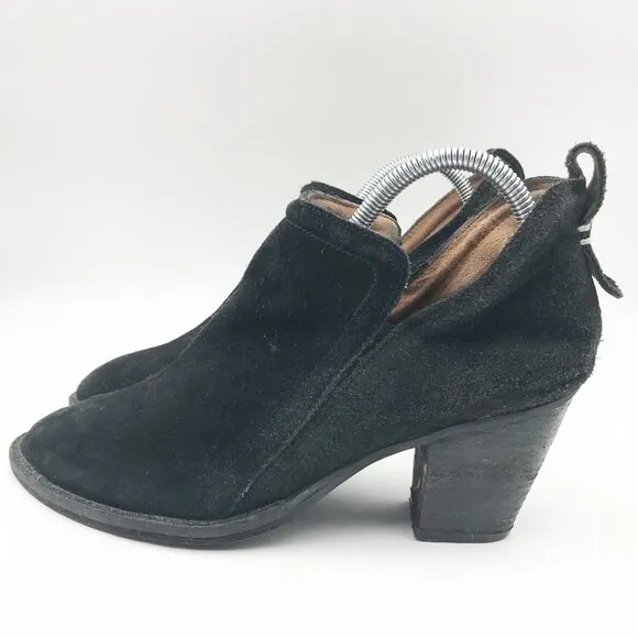 JEFFREY CAMPBELL Burman-2 Black Leather Suede Block Heel Ankle Boots Womens 9.5