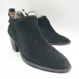 JEFFREY CAMPBELL Burman-2 Black Leather Suede Block Heel Ankle Boots Womens 9.5