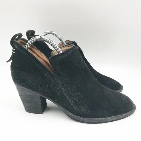 JEFFREY CAMPBELL Burman-2 Black Leather Suede Block Heel Ankle Boots Womens 9.5