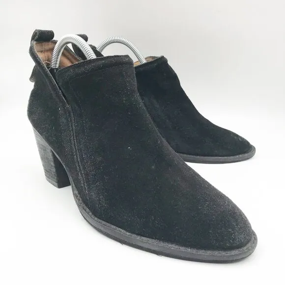 JEFFREY CAMPBELL Burman-2 Black Leather Suede Block Heel Ankle Boots Womens 9.5