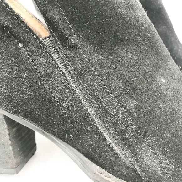 JEFFREY CAMPBELL Burman-2 Black Leather Suede Block Heel Ankle Boots Womens 9.5