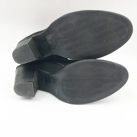 JEFFREY CAMPBELL Burman-2 Black Leather Suede Block Heel Ankle Boots Womens 9.5