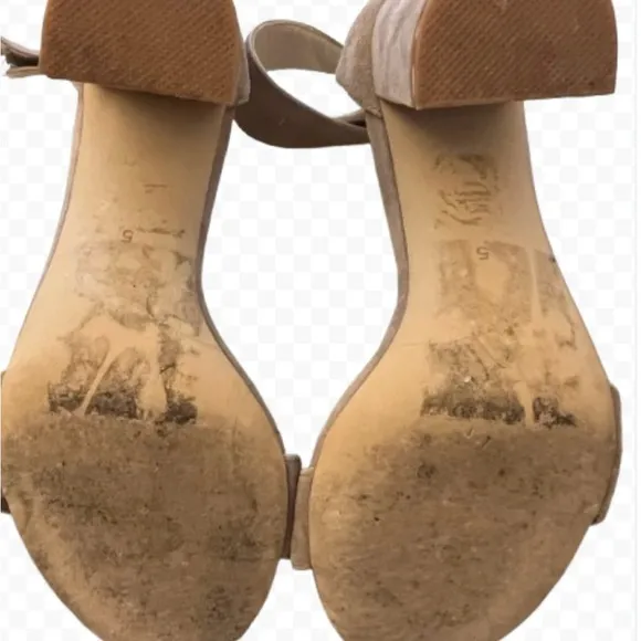 Jeffrey Campbell Lindsay Elegant Tan Block Heel Suede Ankle Strap Sandals Size 5