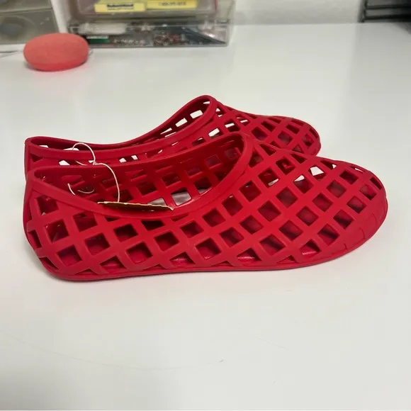 Jeffrey Campbell The Jellz Jelly Slip-On Flats Red Matte Size 7 NWT