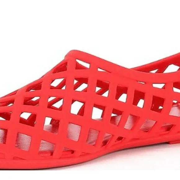 Jeffrey Campbell The Jellz Jelly Slip-On Flats Red Matte Size 7 NWT