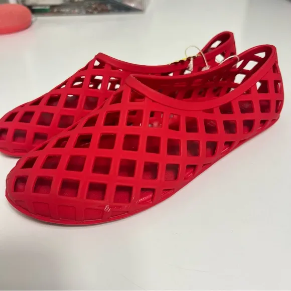 Jeffrey Campbell The Jellz Jelly Slip-On Flats Red Matte Size 7 NWT