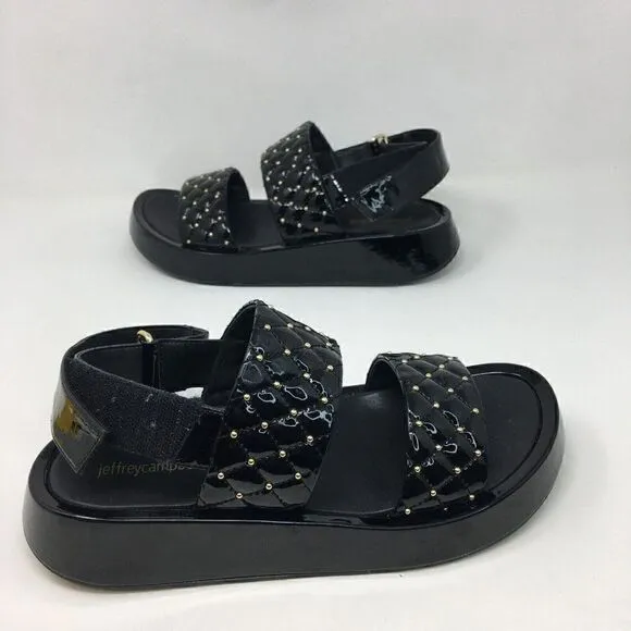 Jeffrey Campbell Women's Sandals Black Size 8.5 Ardeman Platform Gold Stud Strap