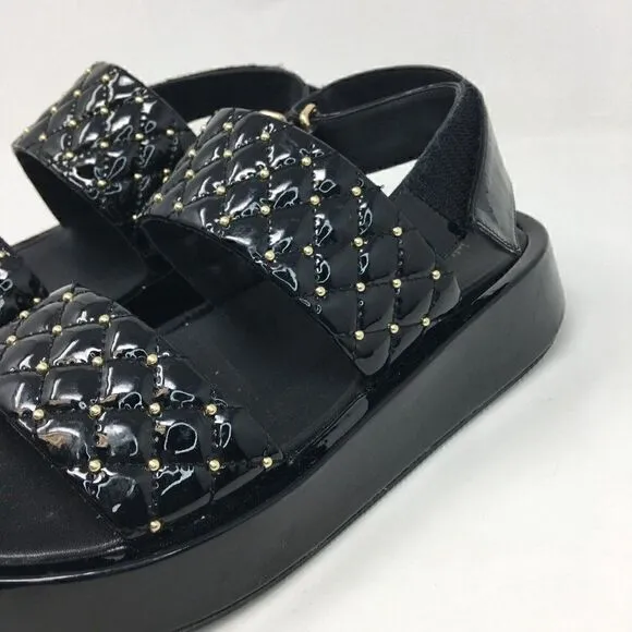 Jeffrey Campbell Women's Sandals Black Size 8.5 Ardeman Platform Gold Stud Strap