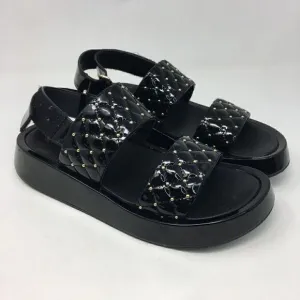 Jeffrey Campbell Women's Sandals Black Size 8.5 Ardeman Platform Gold Stud Strap