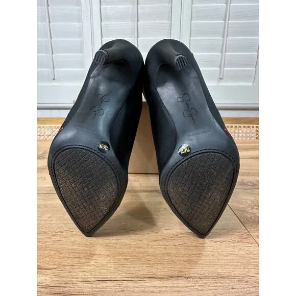 Jessica Simpson Pelanna Black Ankle Booties Embroidered Red Flowers Size 7 NWOB