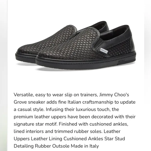 Jimmy Choo Groove Star Slip-on Sneakers Men’s Size 43.5