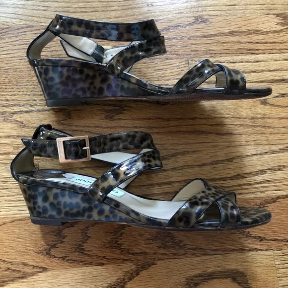 Jimmy Choo Leopard Print Patent Leather ‘Connor’ Sandals EU39