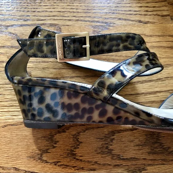 Jimmy Choo Leopard Print Patent Leather ‘Connor’ Sandals EU39