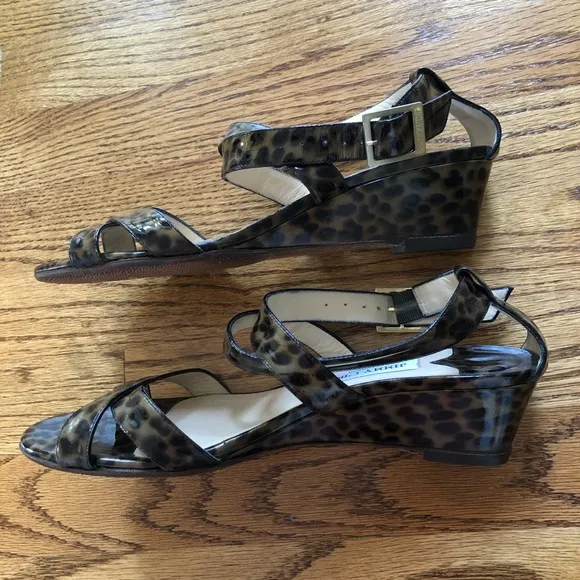 Jimmy Choo Leopard Print Patent Leather ‘Connor’ Sandals EU39