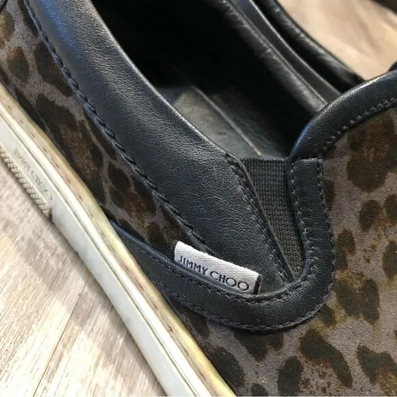 JIMMY CHOO Loafer Sneakers Size 44 Animal Cheetah Leopard Print