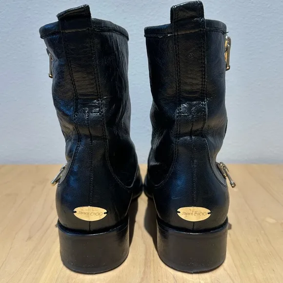 Jimmy Choo Moto Boots, Black Leather, Women's  EU 39