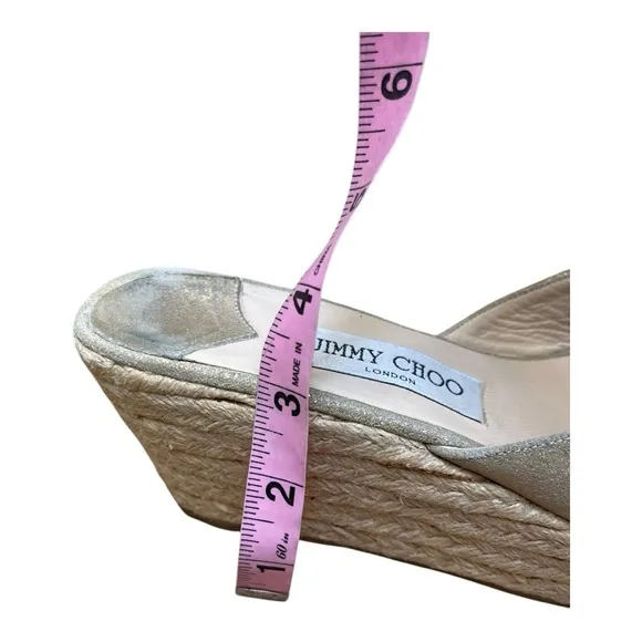 Jimmy Choo Paisley Crisscross Espadrille Wedge Sandals in Gold Shimmer Size 39