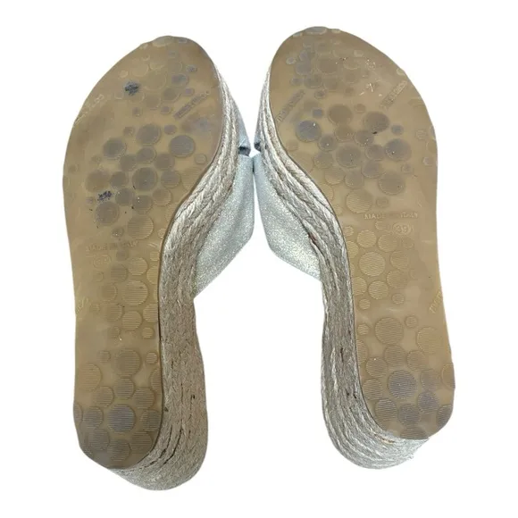 Jimmy Choo Paisley Crisscross Espadrille Wedge Sandals in Gold Shimmer Size 39