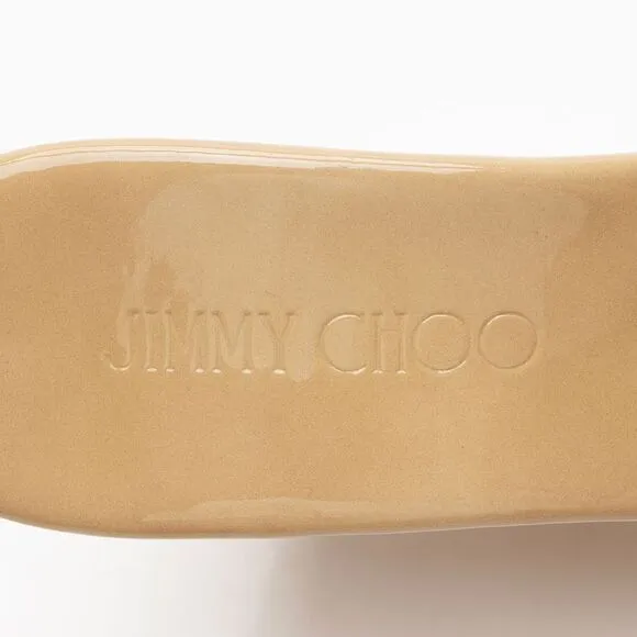 Jimmy Choo Patent Leather Cork Wedge Sandals - Size 8 / 38