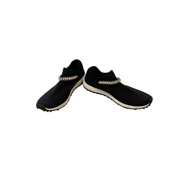 Jimmy Choo Verona Embellished Black rhinestone Sneakers Trainers - Size 40 EUC