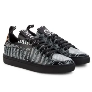 JOHN GALLIANONewspaper-Print Leather Sneakers
