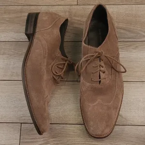 JOHN VARVATOS Buck Saddle Tan Beige Leather Suede‎ Sz 11.5 M Lace Up Dress Shoes
