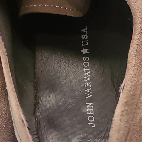JOHN VARVATOS Buck Saddle Tan Beige Leather Suede‎ Sz 11.5 M Lace Up Dress Shoes