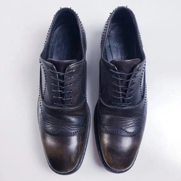 John Varvatos Men's 8 Waverly Wingtip Oxford Dress Shoes Dark Tan Leather