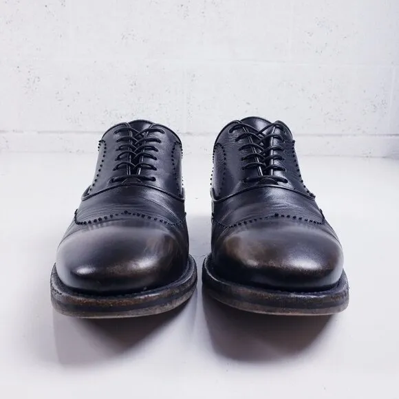 John Varvatos Men's 8 Waverly Wingtip Oxford Dress Shoes Dark Tan Leather
