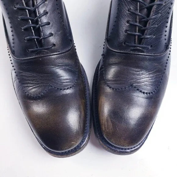 John Varvatos Men's 8 Waverly Wingtip Oxford Dress Shoes Dark Tan Leather