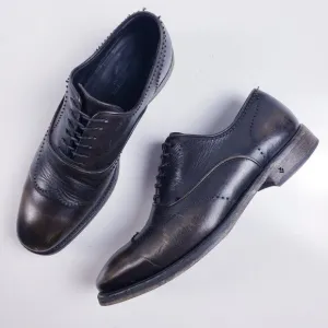 John Varvatos Men's 8 Waverly Wingtip Oxford Dress Shoes Dark Tan Leather