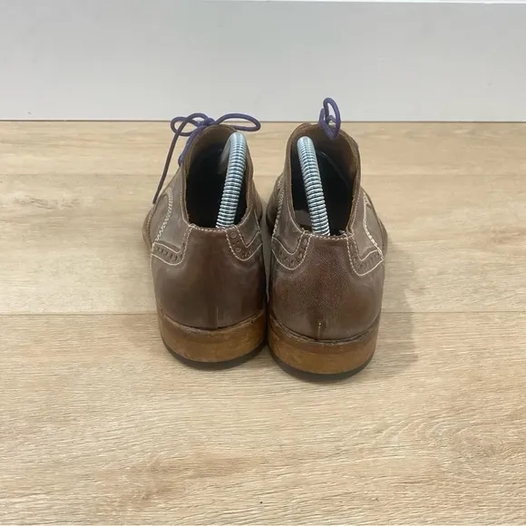 John Varvatos Wingtip Oxford Brogues Leather Canvas Dress Shoes Brown Mens 7